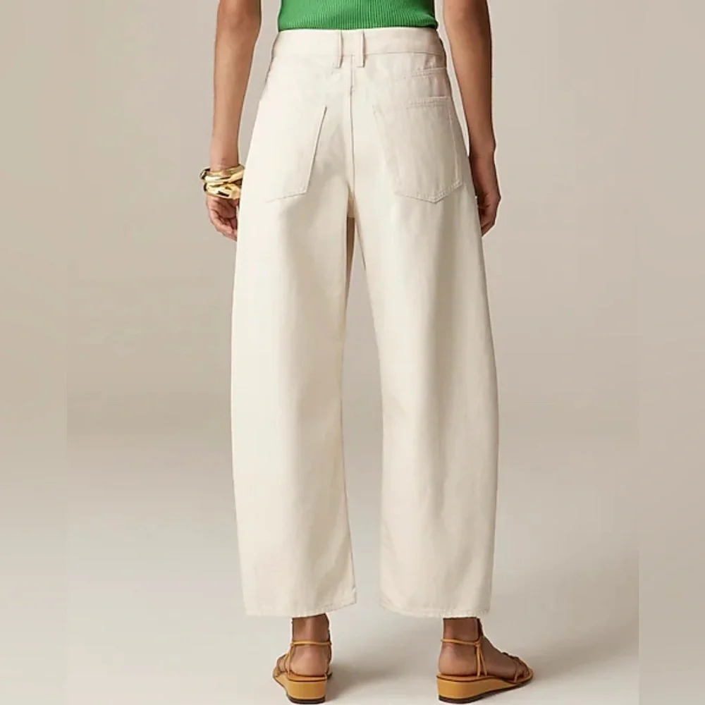 J. Crew High Rise Button Fly Wide Leg Cropped Cotton Textured Jeans 27 medium